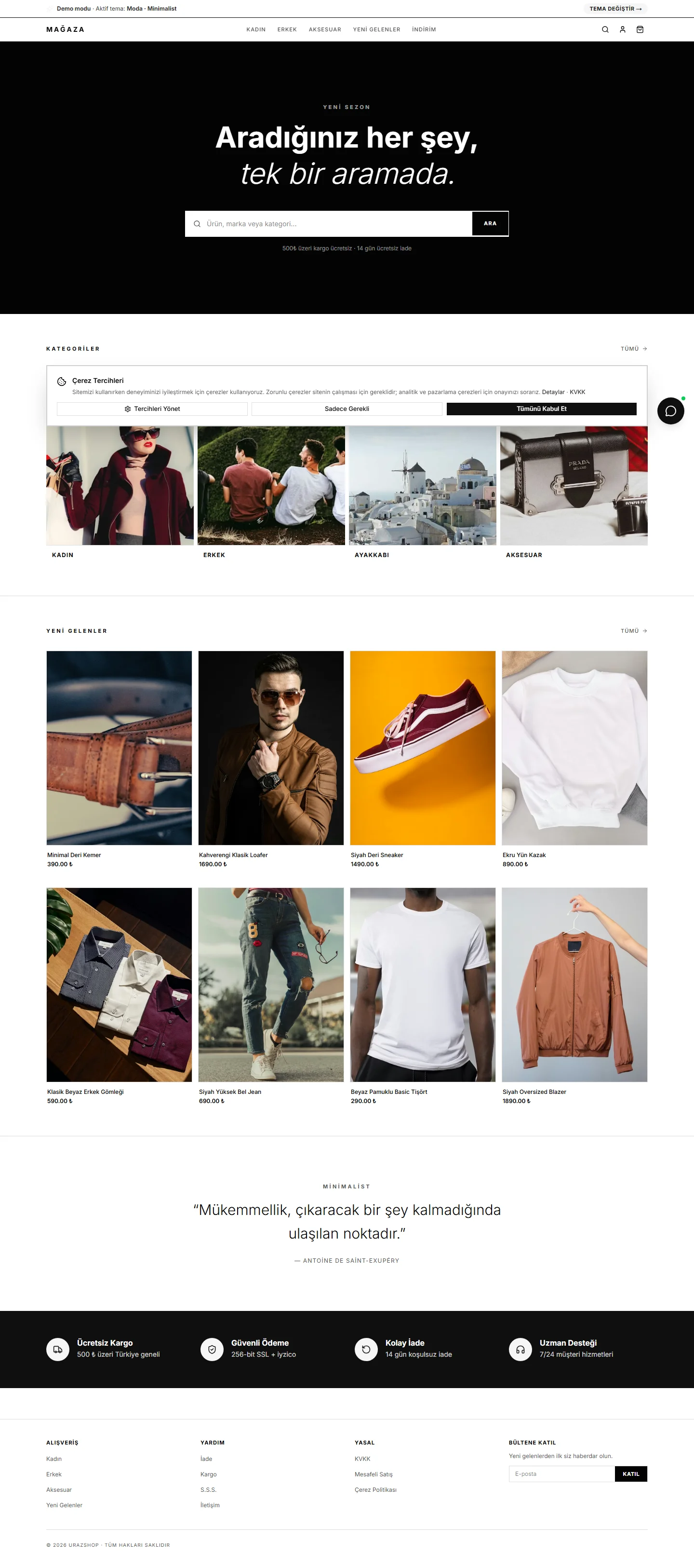 Moda · Minimalist masaüstü önizleme