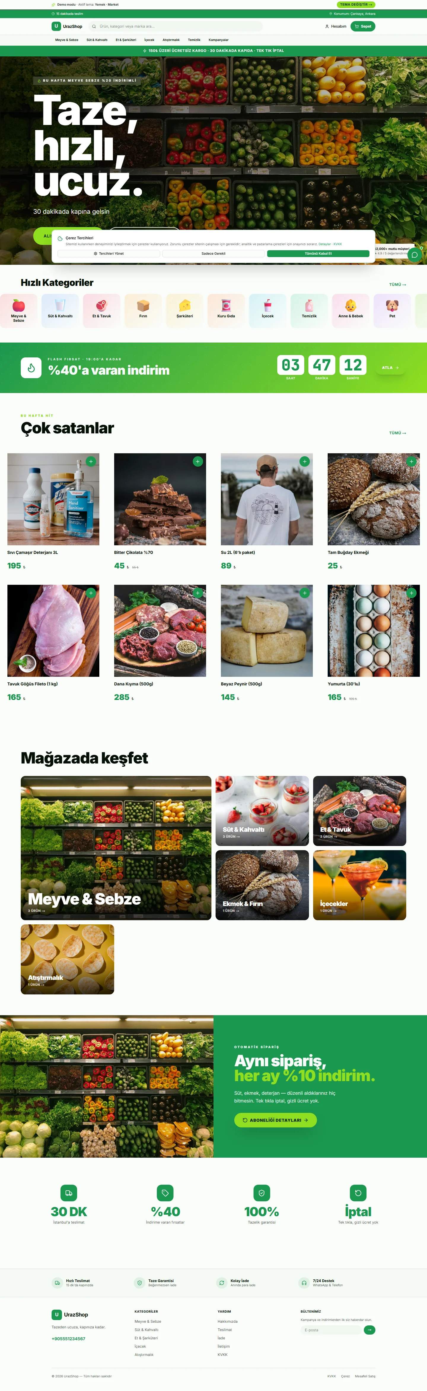 Yemek · Market masaüstü önizleme